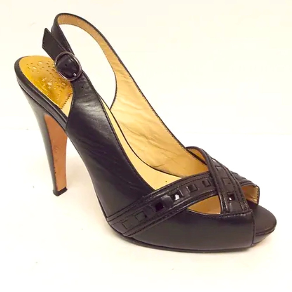 COLE HAAN Black Leather Slingback Pump 7B